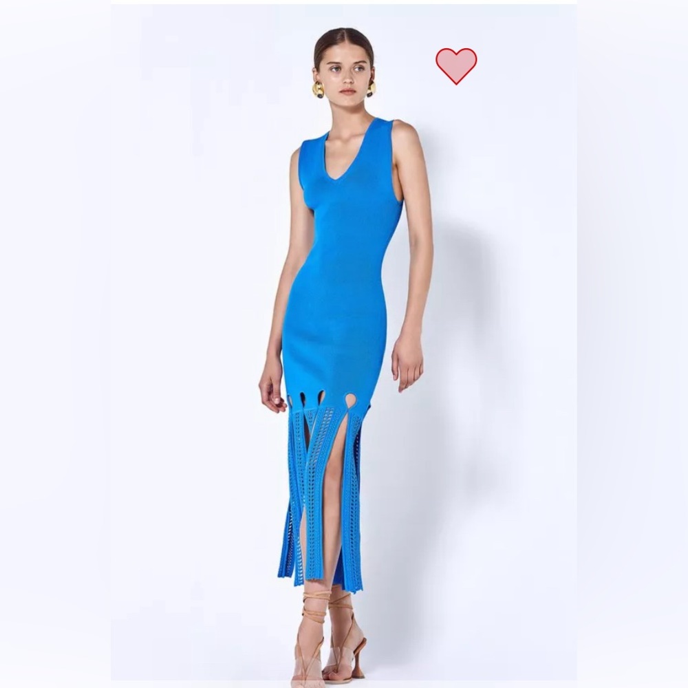 COPY - Alexis Allexia Eyelet Car Wash Fringe Rib Dress in True Blue Sz XS